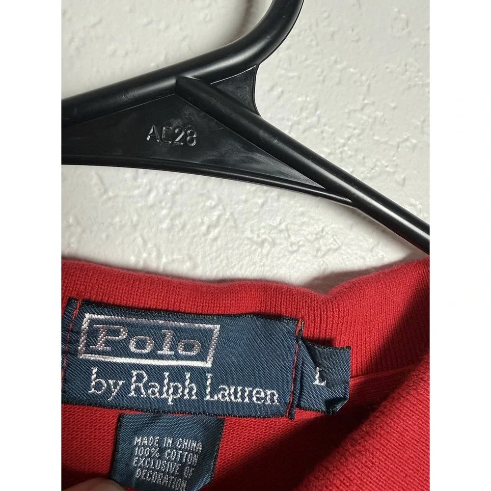 Ralph Lauren Men Polo Shirt Size L Red Pony Short Sleeve Cotton